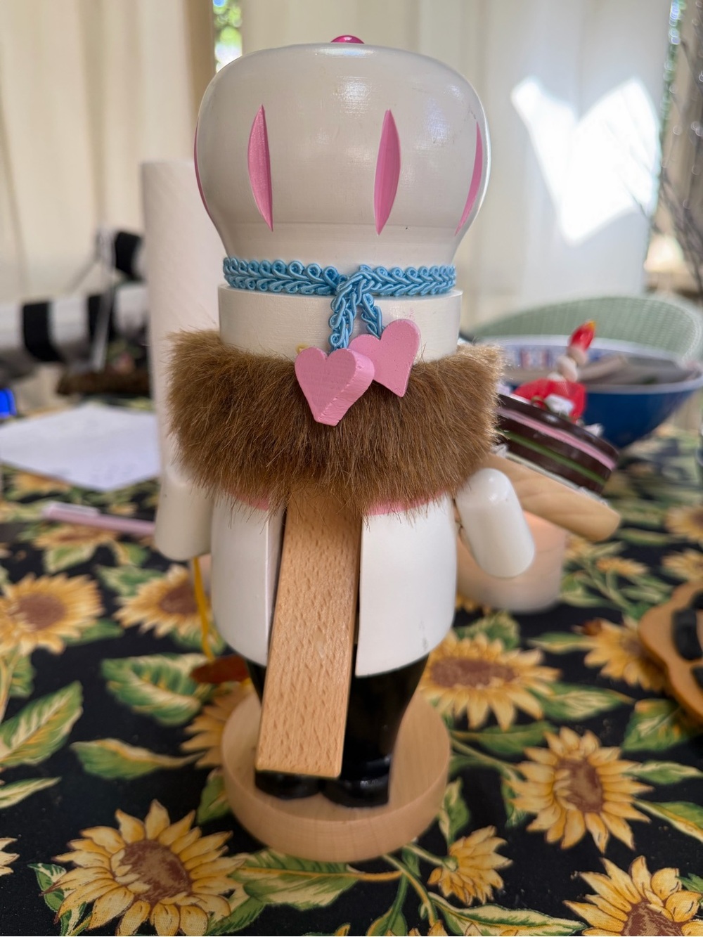 Wooden Chef Nutcracker Figurine in White and pink Holiday 11” - Picture 2 of 6